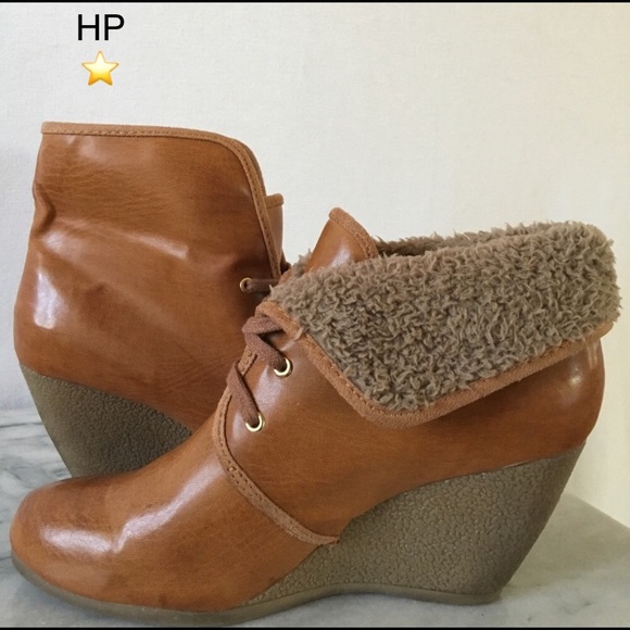 H&M Shoes - H&M leather wedge bootie